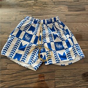 Rhude Blue and White Geometric Athletic Shorts